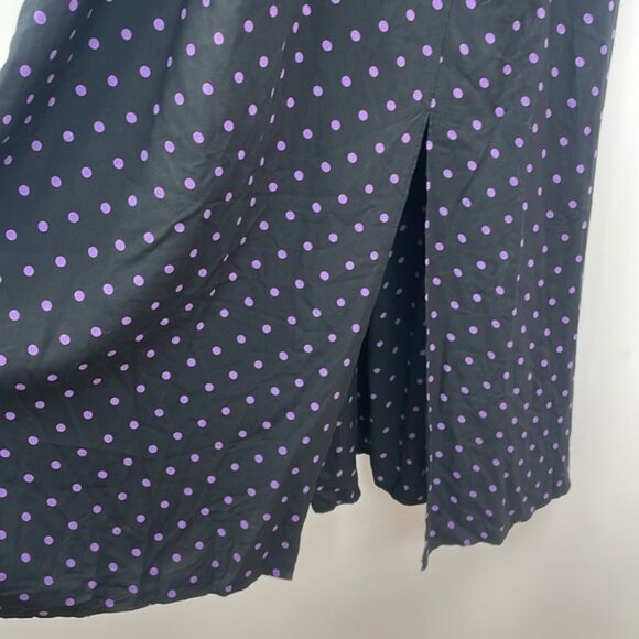 Madewell Polka Dot Surplice V-Neck Faux Wrap Midi Dress Black Purple Small - Picture 7 of 12